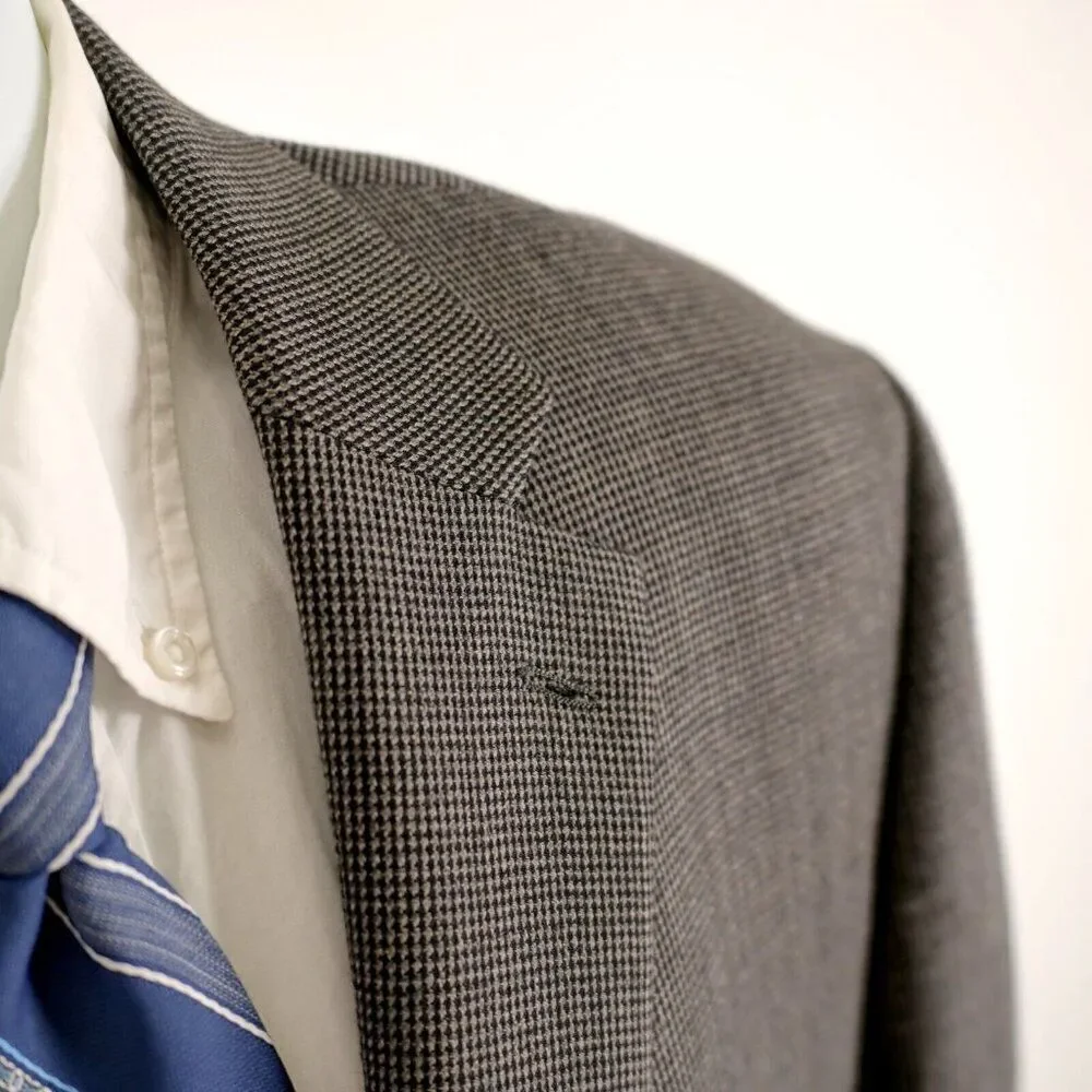 Lauren Ralph Lauren Thick Wool Wool Black Gray Tan Check 2 Button Sport Coat 46L